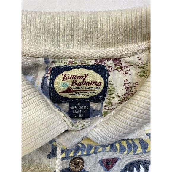 Tommy Bahama All Over Print Polo Shirt Men Slim Fit Large Short Sleeve - Picture 4 of 5
